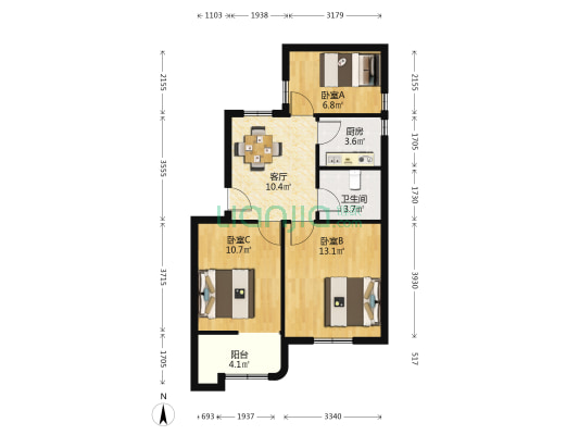 海天苑 3室1厅1卫 65平方