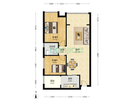 龙湖尚城 2室1厅1卫 79平方