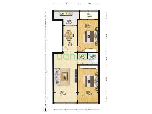 火车站西路722号 2室2厅1卫 101平方