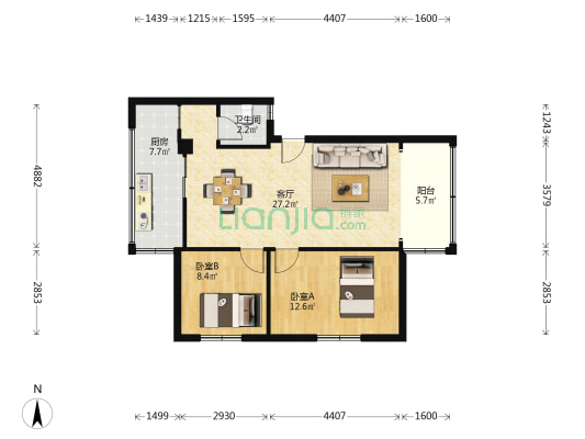 炳草岗水厂家属楼 2室1厅1卫 80平方