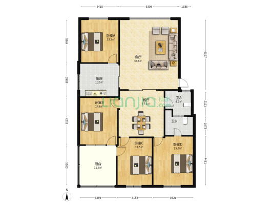 建荣公寓 4室2厅2卫 160平方
