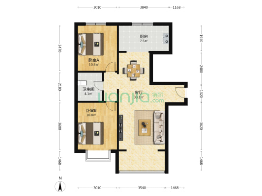 云公馆 2室1厅1卫 99平方
