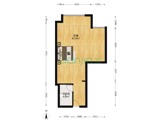 新农联银座 1室0厅1卫 68平方