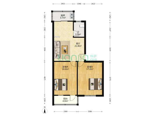 南闸路13号 2室1厅1卫 82平方