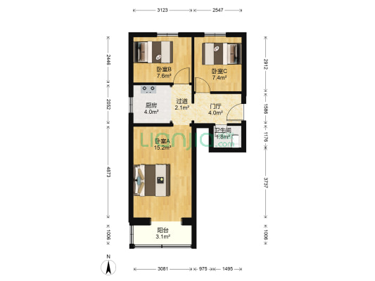 劲松六区 3室0厅1卫 60平方