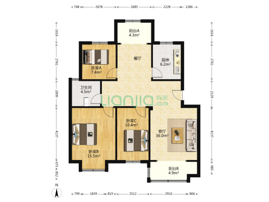 茗居苑 3室1厅1卫 180平方