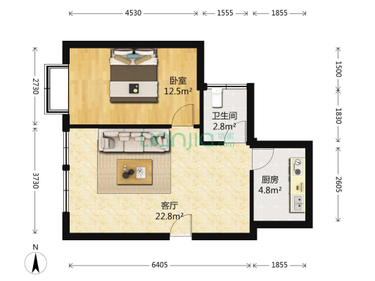 金马楼 1室1厅1卫 58平方