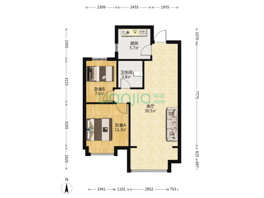 碧桂园朗悦湾 2室1厅1卫 81平方