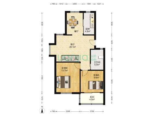 兴贤佳园尚贤苑 2室1厅1卫 83平方
