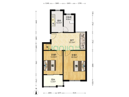 九星苑 2室1厅1卫 72平方