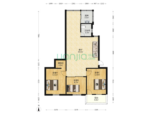 省税务局宿舍 3室1厅1卫 109平方