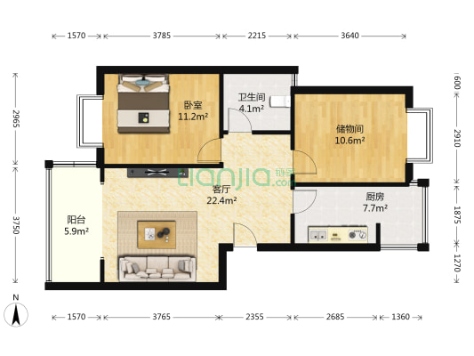 怡和新城A区 1室1厅1卫 76平方