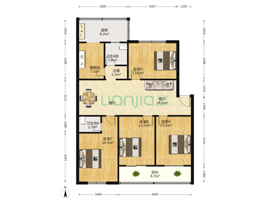 惠金河务局家属区 4室1厅2卫 140平方