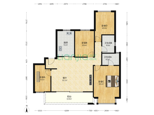 绿地海之城 4室1厅2卫 143平方