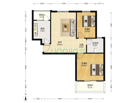 仁和馨园 2室1厅1卫 91平方