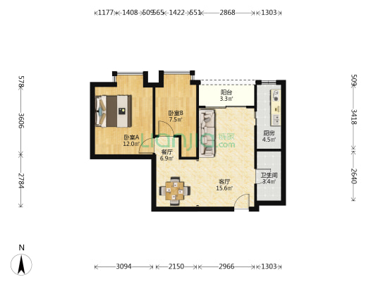 新锦龙大厦 2室2厅1卫 70平方