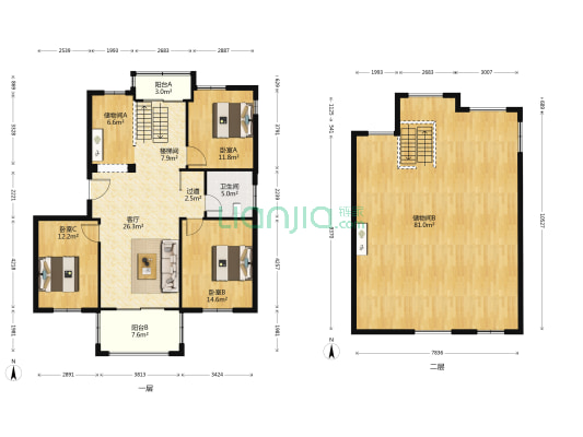 锦绣山阳 3室1厅1卫 125平方