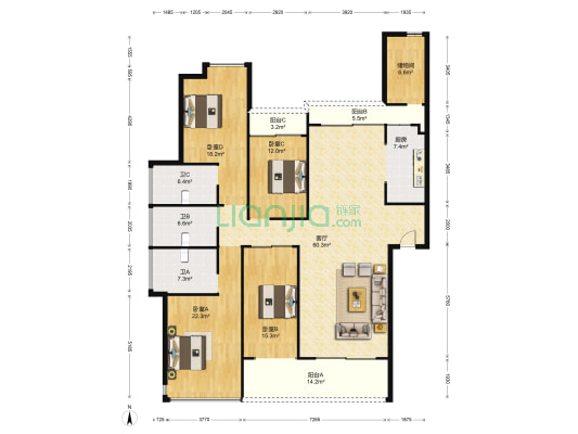 翠堤明珠 4室1厅3卫 222平方