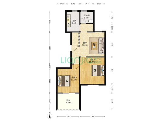 翰香景庭 2室1厅1卫 94平方