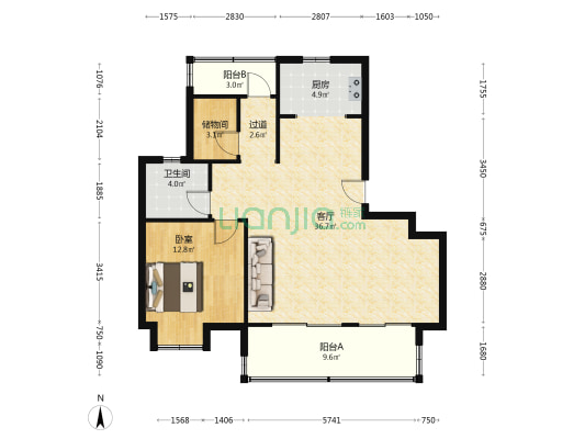 乐富强观悦台 1室1厅1卫 99平方