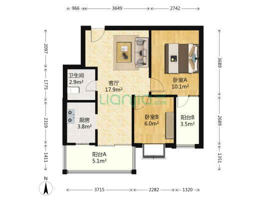 三里民居 2室1厅1卫 60平方