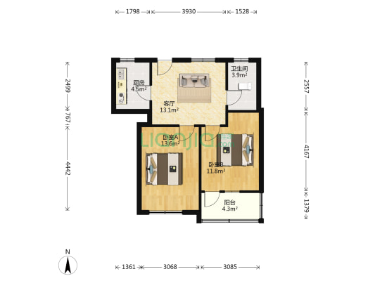 南营小区 2室1厅1卫 68平方