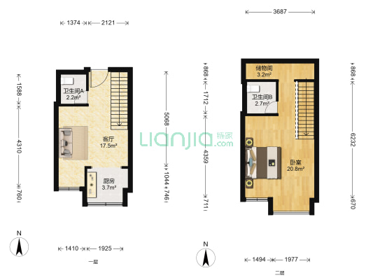 瑞云公馆 1室1厅2卫 39平方