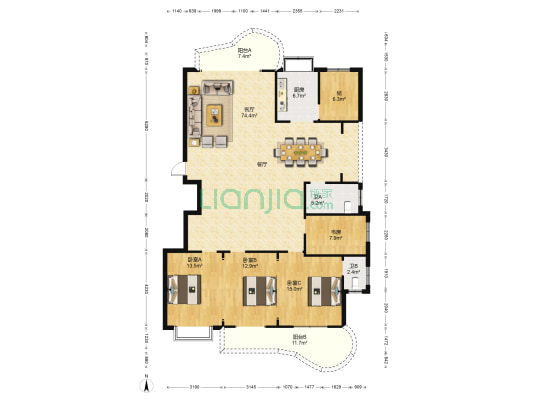 永利花园 4室1厅2卫 198平方