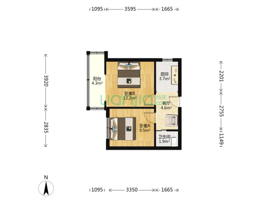 向阳新村 2室1厅1卫 44平方