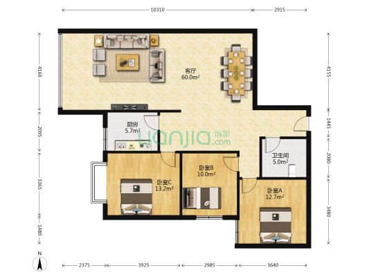 御荣新城 3室1厅1卫 123平方