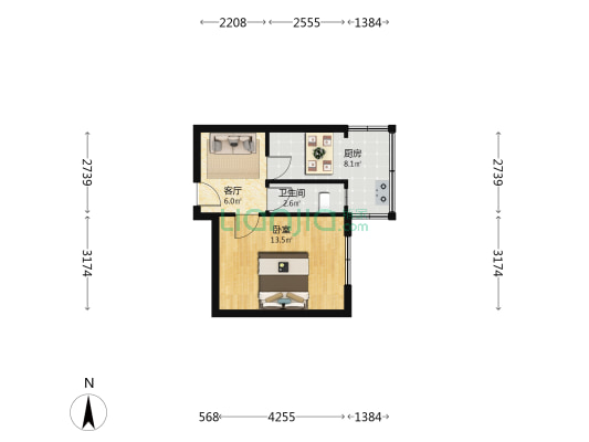 市体校宿舍 1室1厅1卫 40平方