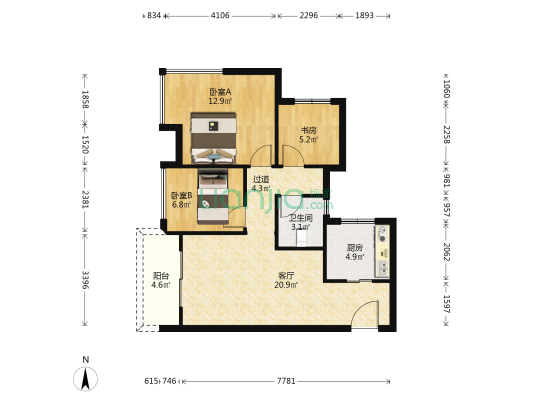 美的·云璟 3室1厅1卫 75平方