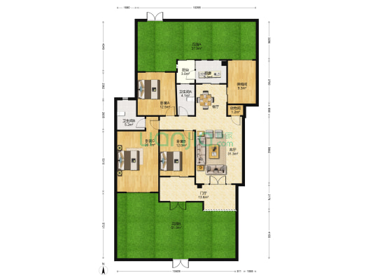 富力盈溪谷 3室1厅2卫 132平方