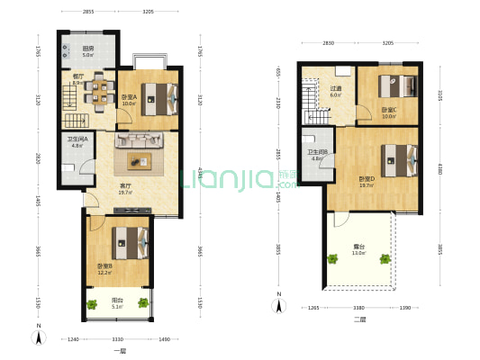 星盛园 4室2厅2卫 82平方