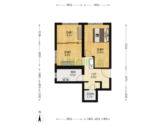 交大东路40号院 3室0厅1卫 57平方