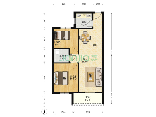 幸福里 2室1厅1卫 75平方