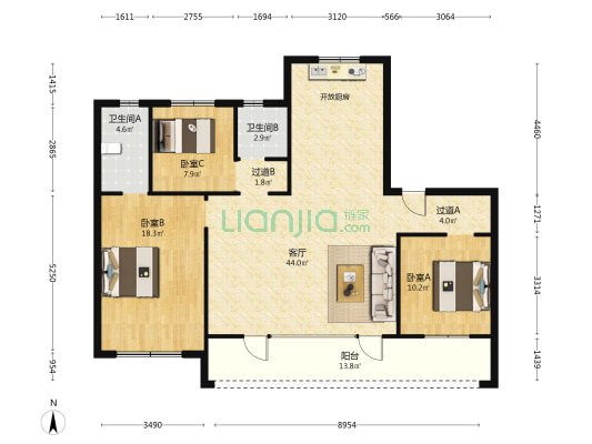 莱阳保利·堂悦 3室1厅2卫 143平方