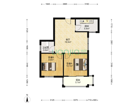 盛大德馨府 2室1厅1卫 68平方