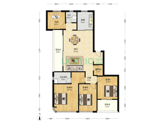 星瓒颂锦府 4室1厅2卫 139平方