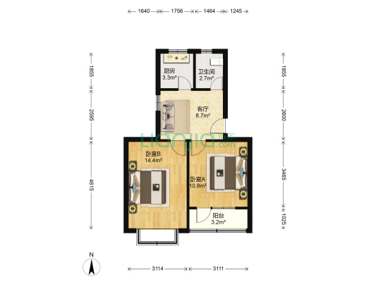 长桥三村 2室1厅1卫 55平方