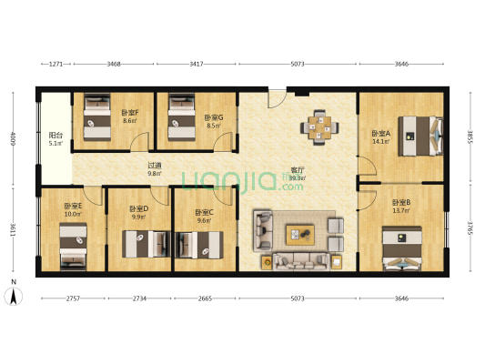 中国建设银行宿舍 7室1厅0卫 173平方