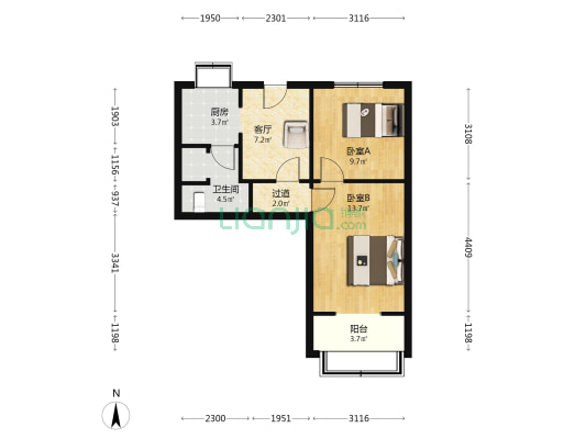 大学中路 2室1厅1卫 54平方