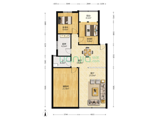 水气大楼 2室2厅1卫 120平方