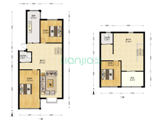 梦祯苑北区 3室2厅2卫 151平方