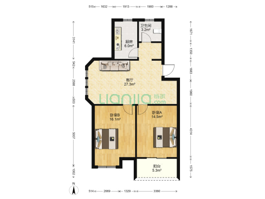 美陆佳园兰苑 2室1厅1卫 89平方