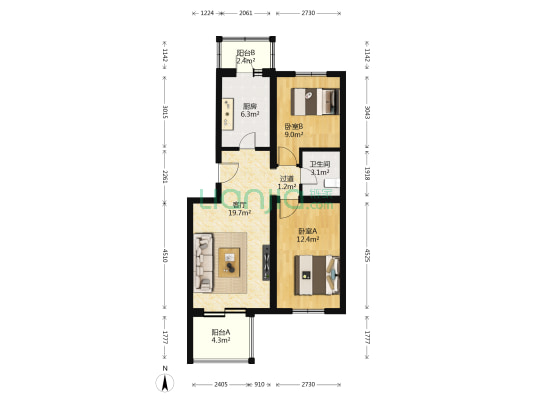罗奇营二区社区 2室1厅1卫 82平方