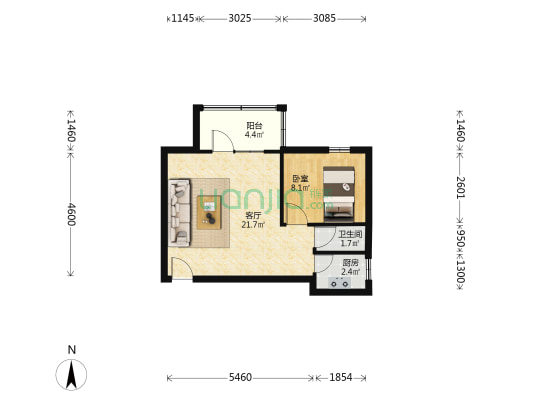 伟超置业大厦 1室1厅1卫 49平方