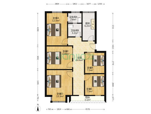 机电学院还建房 5室0厅2卫 97平方