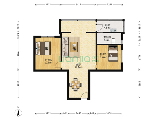 专气厂宿舍区 2室1厅1卫 76平方