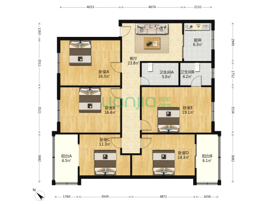 抚琴西路213号 5室1厅2卫 145平方